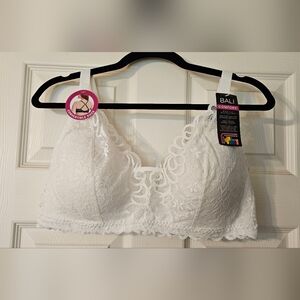 Bali Comfort White Lace Bralette Sz XL NWT
